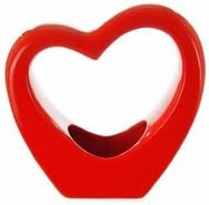 Small Heart Shaped Glossy Porcelain Vase / Ornament In Red Black Or White Quality Shaped Vases By Homestreet (Red)