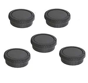 Fotasy RBC5 5X Rear Lens Cover and Camera Body Cap Set with Cleaning Cloth for Canon EOS DSLR (Black)