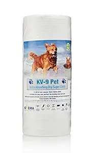 KIVEMA Dog Drying Absorbent Quick Drying. A roll of Non?Woven Thick Cloth Clean Dog Towel. for Dog, Cat and Puppies. (Dry roll 50 Units)