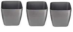 Coloured plastic planter pot(Square) | My Green Thumb| ForIndoor, Outdoor, patio, balcony home, garden, mall and office decor| Premium quality polypropylene (PP) plastic | 7.8 (20X20X18.5cm) Silver color (Pack of 3)