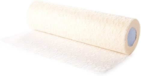 Feelmate 12" x 10Yards Vintage Lace Roll Netting Fabric Tulle Roll For Tutu Skirt Table Runner Chair Sash DIY Wedding Party Art Craft Decor (Ivory)