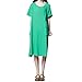Produktbild BHYDRY Frauen Baumwolle leinen Rundhals Kurzarm lose einfarbig Tasche Dress(X-Large,Grün)