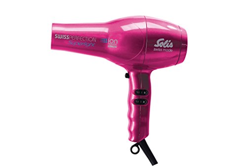 Solis Profi Haarföhn, 3 Temperatur- und Gebläsestufen, Abkühl-Taste, DC-Motor, 1800 Watt, Ionen-Technologie, Swiss Perfection Superlight (Typ 442), Pink - 2