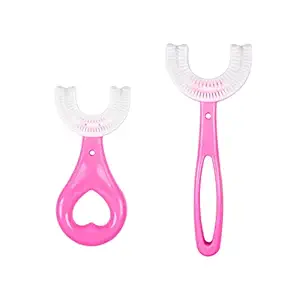 MARMIX 2 Pack U-Shaped Toothbrush Kids, Food Grade Soft Silicone Brush Head, 360? Oral Teeth Cleaning Design for Toddlers and Children For 6-12 Years Mouth-Cleaning (Multicolor)