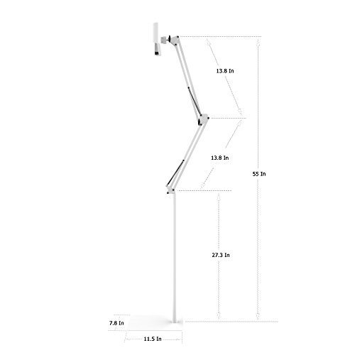 iPad Verstellbar Bodenständer, Bidear Universal 360°Drehbar Metall Tablettenhalter für Apple iPad Air, iPad Pro, iPad mini, Samsung Galaxy Tab und Handys(Weiß) - 8