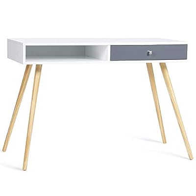 IDMarket Bureau Idmarket Bureau scandinave effie bois blanc tiroir gris