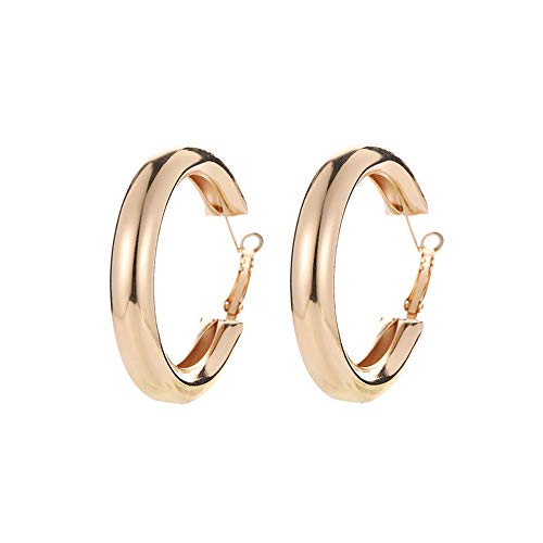 BaZhaHei Punk Rock Sterling Silver Hoop Earrings Minimalist 50 mm Thick Tube Big Gold Alloy Round Circle Hoop Earrings