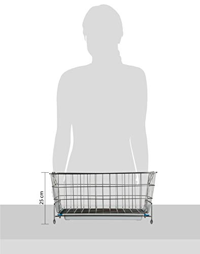 Embassy Dish Draining Basket/Kuda with Drip Tray, Rectangle, 53x42x25 cms (LxBxH), Size - Small (Pack of 1, Stainless Steel)