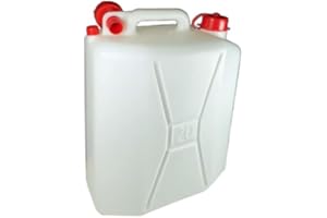 AURACASA Tanica per Acqua in Plastica, in bianco con Tappo Rosso, Contenitore Portatile (CLASSICO, 20 LT)