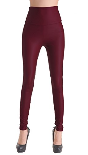 elástico de piel sintética PU Leggings Leggins de piel sintética PU-óptica, cadera de pantalones de piel sintética Treggins enjutos