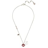 ANLW Frau Halskette rote Lippen Kristallanhänger Clavicle Chain, Geburtstagsgeschenk für sie, Elegant Gift Box