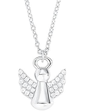 S.Oliver Kinder Kette mit Engel-Anhänger Schutzengel 925 Sterling Silber rhodiniert Zirkonia 37+3 cm weiß