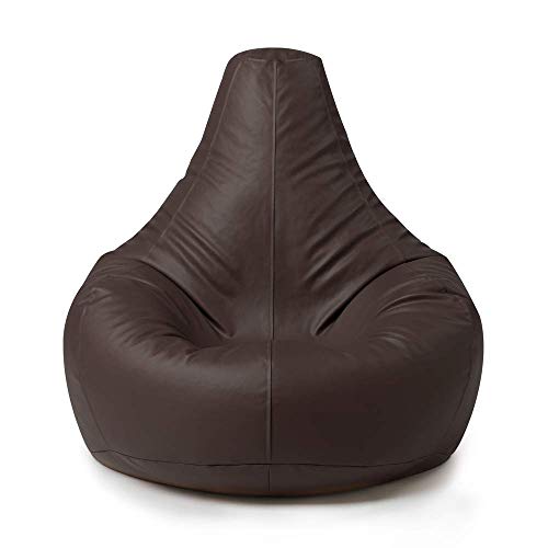 Hi-BagZ® - Sillón Tipo puf (Especial para Jugar Videojuegos, Piel sintética), Color marrón
