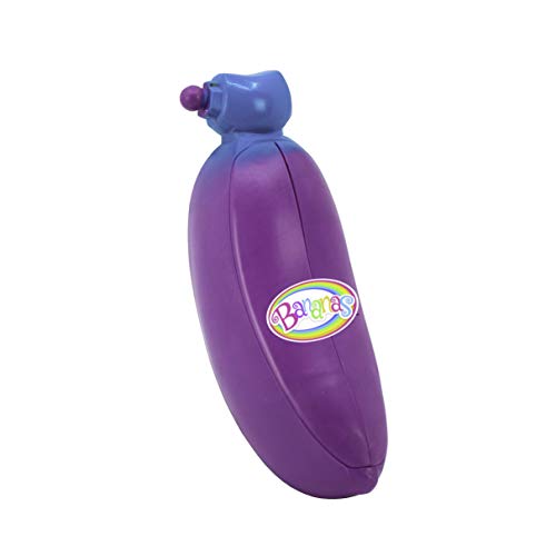 Bananas 35844 - Juego de Figuras de plátano con Olor a pelar y Sabroso, Incluye 7 Pegatinas de Piedras Preciosas, 2 Amigos de Squishy, Colgador y Hoja de colección, Color Lila