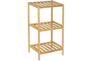 Relax World Scaffale da Bagno Portaoggetti 3 Ripiani Legno di Abete, Mensole a Colonna Multiuso, Organizer Libreria Cucina, Garage, Giardino,Colore Naturale, P35xL30xH70 Cm
