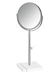 WENKO 20493100 Kosmetik-Standspiegel Noble White, Spiegelfläche ø 16cm, 300% Vergrößerung, Stahl, 19 x 34-42 x 13.5 cm, Chrom - 2