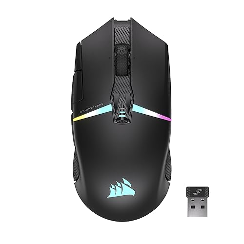 CORSAIR NIGHTSABRE Mouse da gioco wireless RGB per FPS, MOBA - 26.000 DPI - 11 pulsanti programmabili - Fino a 100 ore di batteria - Compatibile iCUE - Nero
