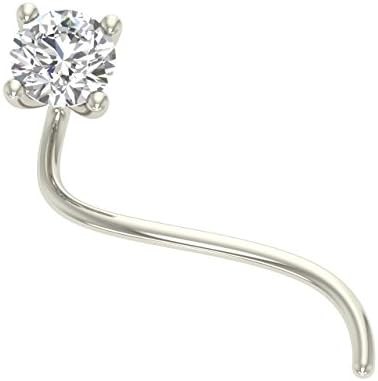 Pretty Jewellery 0.10 Ct Cubic Zirconia Nose Stud Ring Pin Bone in 18K Solid White Gold