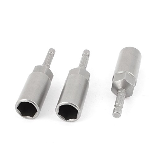 80mmx14mm Metall-Schraubendreher Drill Sechskantmutter Treiber Sockel Bit 3 PCS Grau