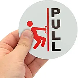 SIGNOOGLE Push Pull Signs Acrylic Glass Laminated Waterproof Sign Stickers for Shop Office Glass Door Home Red Black & White 9.00 cm X 9.00 cm Pack of 4 Pcs