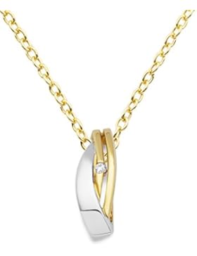 Miore Damen-Halskette 9 Karat (375) Gelb-/Weißgold Anhänger mit Brillant 45cm Kette