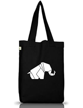 Shirtstreet24, Origami Elefant, Tier Natur Jutebeutel Stoff Tasche Earth Positive (ONE SIZE)