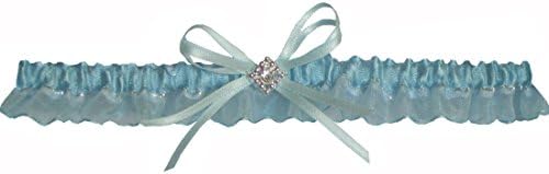 WEDDING GARTER BLUE VOILE AND SATIN, DIAMANTE TRIM,SOMETHING BLUE