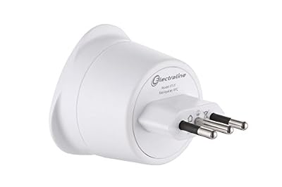 Electraline 70051 Adaptateur de voyage France/Europe vers Italie 2 Broches Europe vers 3 Broches Italie, White