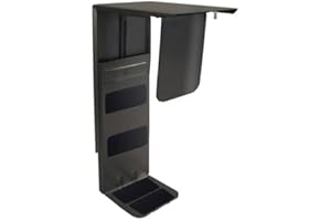 BRASQ PC-Halterung unter Schreibtisch, Schwarz, Computerhalterung Untertisch, platzsparend und höhenverstellbar, belastbar mit bis zu 30 kg, schnelle und einfache Montage