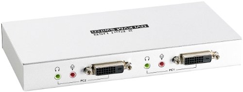 Xystec KVM-Switch USB/DVI/Audio für 2 PCs inkl. Anschluss-Kabel