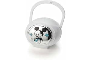 VALENTI & CO. Argenti - Disney Topolino Clip Ciuccio, Catenella Portaciuccio Con Box In Argento, Bianco, One size