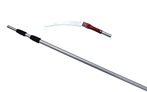 FenWi Teleskop Profi Baumsäge mit gebogener Haken Astsäge und 4,10m Aluminium-Teleskopstange als Baum-Entaster (bis zu 6,50m Höhe sägen)