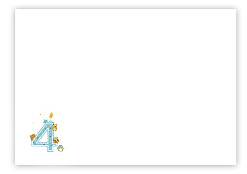 Einladungskarten Kindergeburtstag zum 4. Geburtstag in blau mit Eulen, incl. passender Umschläge - 4