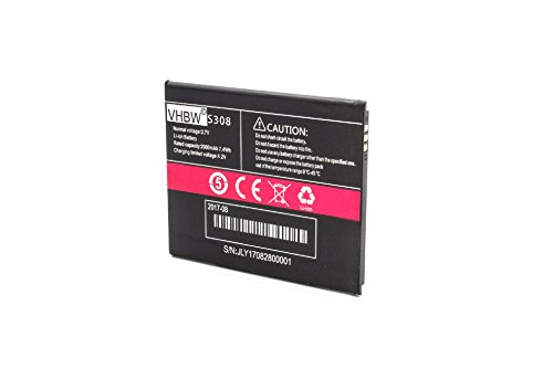 vhbw Li-Ion batteria 2000mAh (3.7V) per cellulari e smartphone Cubot S308