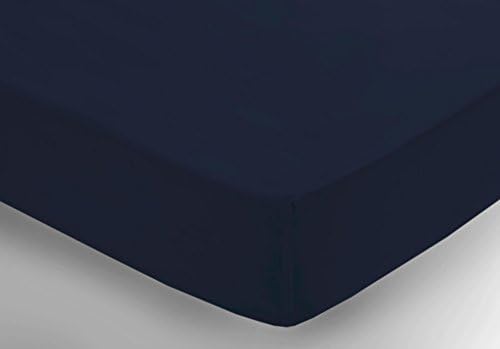 Elinens Basics Blue Fitted Sheet, Easycare Non Iron, Mattress Depth 28cm (Single, Navy)