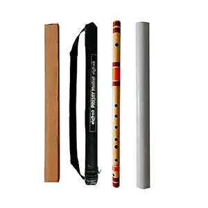 PREJAY Professional Flutes A Natural Base Right Hand Bamboo Flute Bansuri Size 22.5 Inch With Free Carry Bag (Natural Brown)