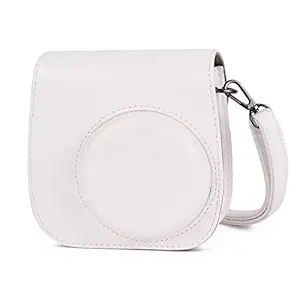 Phetium Instant Camera Case Compatible with Fujifilm Instax Mini 11,PU Leather Bag with Pocket and Adjustable Shoulder Strap (White)