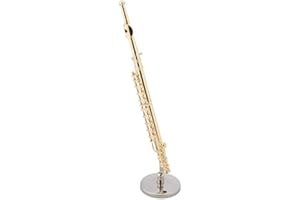 HEEPDD Flûte Miniature, 5.9in Mini Flûte Modèle avec Support en Laiton Instrument de Musique Modèle Hobby Collectibles pour la Maison Ornement décoratif, collec