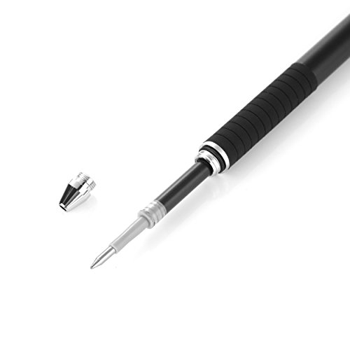 Liamoo Präziser Eingabestift mit Kugelschreiber und Deckel 2 Stück Schwarz + Silber + Touchminen + Schreibminen - 7