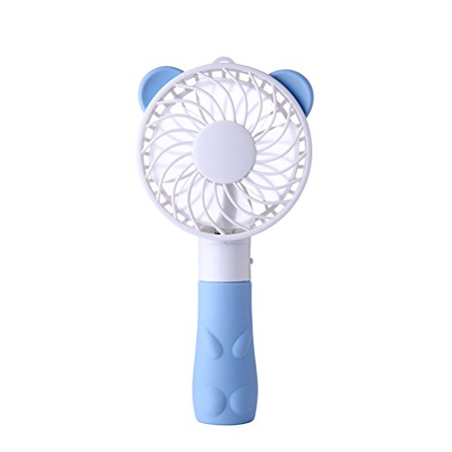 LEDMOMO Handheld-Ventilatoren Mini-USB-Portable-Lüfter mit wiederaufladbarem Akku Faltbarer Griff Desktop für Haus und Reisen (blau, Bär)