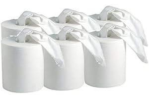 LE PLUS DE L'ENTRETIEN ESSUYAGE PAPIER BOBINE ESSUIE MAIN BLANCHE PURE OUATE 450 F - PAQUET DE 6 bobines - FABRIQUE EN FRANCE - EMBALLE EN CARTON