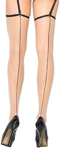 Leg Avenue women stockings with seams and contrasting stripes on the stockings end