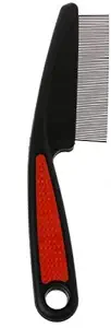 PoochBox Flea Comb Pet Cat Dog Lice Comb Nit Remover Grooming Brush Tools to Treatment & Remove Fleas, Mites, Ticks, Dandruff Flakes - Stainless Steel Fine Teeth- Color May Vary