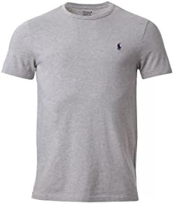 Ralph Lauren Mens Crew T Shirt Short Sleeve Custom Fit (Medium, Grey Heather)