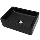 Material: Cerámica vidriada vidaXL Lavabo Rectangular Cerámica Negro 41x30x12 cm Lavamanos Lavatorio Baño