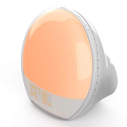 Preisvergleich Produktbild Yunneysiad Intelligentes Schlaf-Wecklicht, Schlafhilfe, Wecker, natürlicher Klang, Akkordklang, Temperaturmessung, Timing, Radio usw.