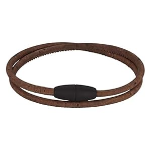 Cork Bracelet Woman I Vegan Jewellery I Women's Cork Bracelet I Wrap Bracelet with high-quality Magnetic Catch - L 37,5 cm - Ø 3mm - brown / metal-free lock frosted black