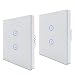 Produktbild Jinvoo(2 Stück) Wifi Smart Lichtschalter 2 Gang EU Smart Touch Switch, Smart Phone Fernbedienung gehärtetes Glas, Sprachsteuerung, Timing-Funktion arbeitet mit Alexa Echo und Google Assistant(2 Gang)