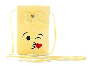 HC Toys LLP Emoji Smiley Plush Stuffed Soft Toy Sling Bag for Kids Boys Girls Backpacks | Kissing