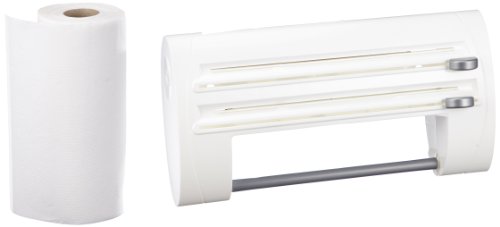 Emsa 500803 3-fach-Schneidabroller für Folie und Küchenrolle, Extralange Rollen, Weiß, Superline